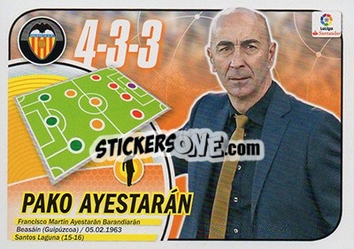 Cromo Entrenador Pako Ayestarán (38) - Liga Spagnola 2016-2017 n. 38 - Colecciones ESTE