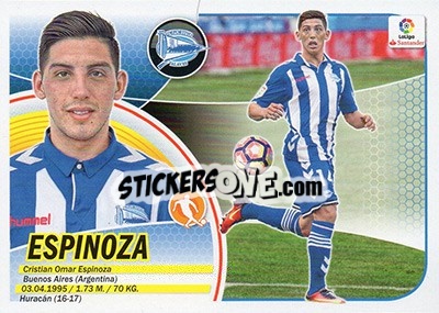 Sticker Cristian Espinoza (11BIS) - Liga Spagnola 2016-2017 n. 61 - Colecciones ESTE