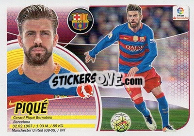 Sticker Piqué (4) - Liga Spagnola 2016-2017 n. 134 - Colecciones ESTE
