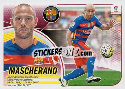 Sticker Mascherano (5) - Liga Spagnola 2016-2017 - Colecciones ESTE