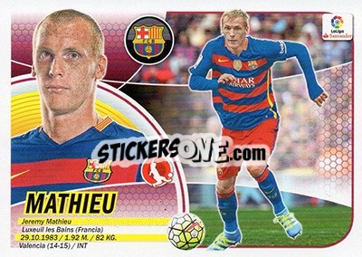 Sticker Jérémy Mathieu (6A) - Liga Spagnola 2016-2017 n. 136 - Colecciones ESTE