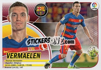 Cromo Vermaelen (6B) - Liga Spagnola 2016-2017 - Colecciones ESTE