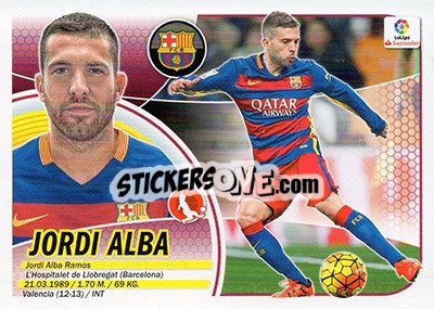Sticker Jordi Alba (7) - Liga Spagnola 2016-2017 n. 138 - Colecciones ESTE