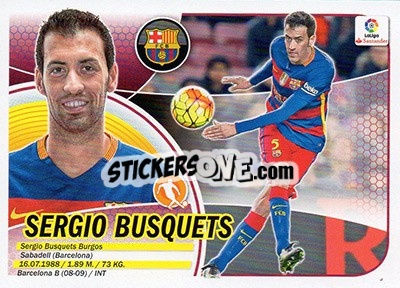 Cromo Sergio Busquets (8) - Liga Spagnola 2016-2017 - Colecciones ESTE