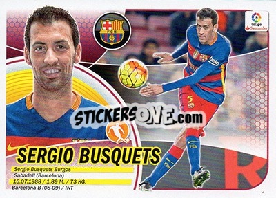 Sticker Sergio Busquets (8) - Liga Spagnola 2016-2017 n. 139 - Colecciones ESTE