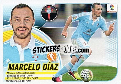 Sticker Marcelo Díaz (11) - Liga Spagnola 2016-2017 n. 202 - Colecciones ESTE