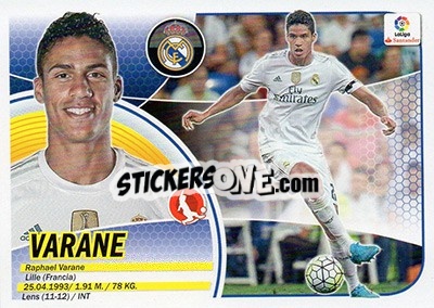 Sticker Varane (6A) - Liga Spagnola 2016-2017 n. 407 - Colecciones ESTE