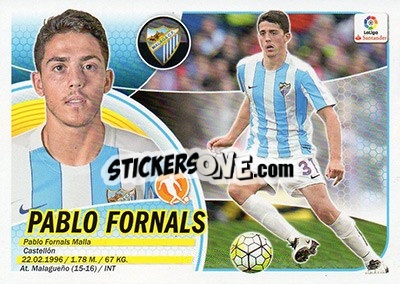 Sticker Pablo Fornals (12A) - Liga Spagnola 2016-2017 n. 443 - Colecciones ESTE