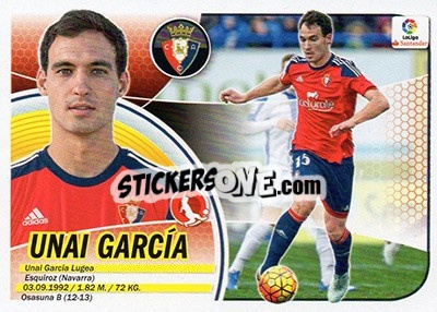 Sticker Unai García (7) - Liga Spagnola 2016-2017 - Colecciones ESTE