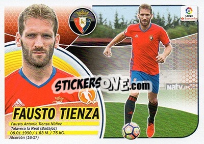 Cromo Fausto Tienza (9) - Liga Spagnola 2016-2017 - Colecciones ESTE