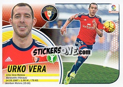 Sticker Urko Vera (15B) - Liga Spagnola 2016-2017 n. 477 - Colecciones ESTE
