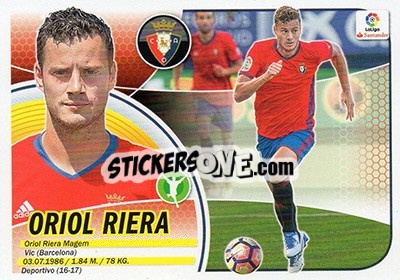 Sticker Oriol Riera (16BIS) - Liga Spagnola 2016-2017 n. 482 - Colecciones ESTE