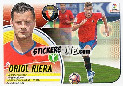 Cromo Oriol Riera (16BIS) - Liga Spagnola 2016-2017 - Colecciones ESTE