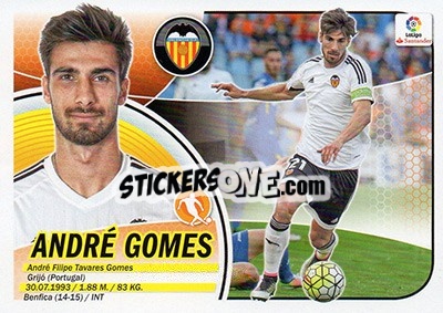 Sticker André Gomes (10) - Liga Spagnola 2016-2017 - Colecciones ESTE