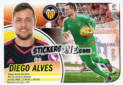 Sticker Diego Alves (2BIS) - Liga Spagnola 2016-2017 - Colecciones ESTE