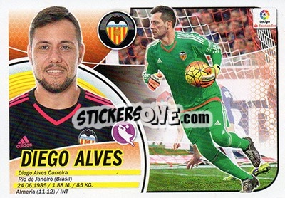 Sticker Diego Alves (2BIS) - Liga Spagnola 2016-2017 n. 599 - Colecciones ESTE
