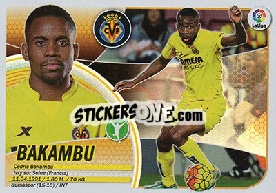 Sticker Bakambu (15) - Liga Spagnola 2016-2017 n. 627 - Colecciones ESTE