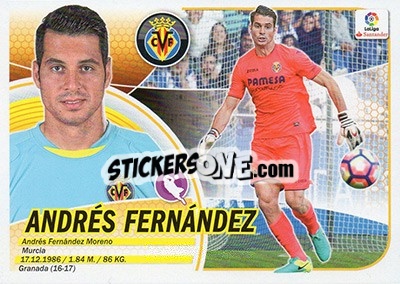 Sticker Andrés Fernández (2 BIS) - Liga Spagnola 2016-2017 n. 629 - Colecciones ESTE
