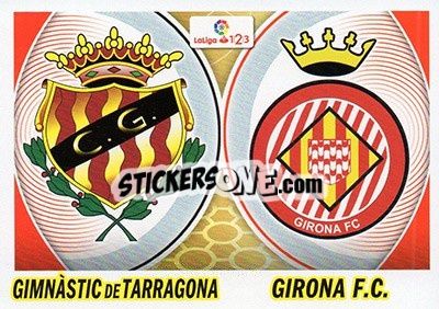 Sticker Escudos LaLiga 2 - Gimnàstic / Girona (4) - Liga Spagnola 2016-2017 n. 664 - Colecciones ESTE