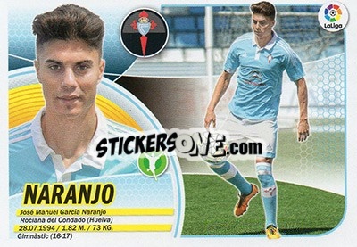 Figurina 3. Naranjo (Celta de Vigo) - Liga Spagnola 2016-2017 n. 683 - Colecciones ESTE