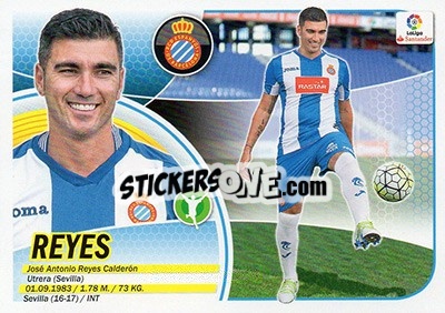 Sticker 6. José Antonio Reyes (RCD Espanyol) - Liga Spagnola 2016-2017 n. 686 - Colecciones ESTE