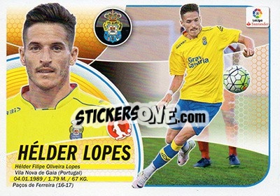 Sticker 9. Hélder Lopes (UD Las Palmas) - Liga Spagnola 2016-2017 - Colecciones ESTE