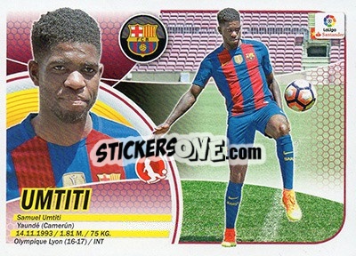 Sticker 11. Umtiti (FC Barcelona) - Liga Spagnola 2016-2017 n. 691 - Colecciones ESTE