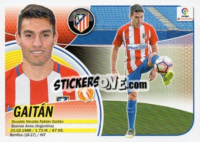 Sticker 12. Gaitán (Atlético de Madrid) - Liga Spagnola 2016-2017 n. 692 - Colecciones ESTE