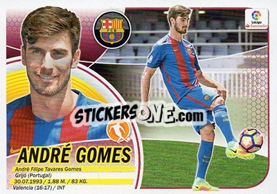 Cromo 24. André Gomes (FC Barcelona) - Liga Spagnola 2016-2017 - Colecciones ESTE