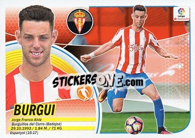 Sticker 27. Burgui (Sporting Gijón) - Liga Spagnola 2016-2017 n. 707 - Colecciones ESTE