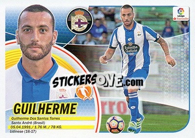 Sticker 28. Guilherme (Deportivo La Coruña) - Liga Spagnola 2016-2017 n. 708 - Colecciones ESTE