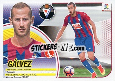 Sticker 30. Gálvez (SD Eibar) - Liga Spagnola 2016-2017 n. 710 - Colecciones ESTE