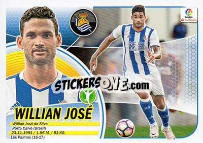Sticker 32. Willian José (Real Sociedad) - Liga Spagnola 2016-2017 n. 712 - Colecciones ESTE