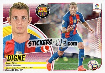 Sticker 34. Lucas Digne (FC Barcelona) - Liga Spagnola 2016-2017 - Colecciones ESTE