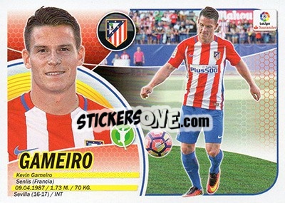 Sticker 36. Gameiro (Atlético de Madrid) - Liga Spagnola 2016-2017 n. 716 - Colecciones ESTE