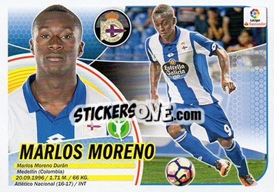 Sticker 45. Marlos Moreno (Deportivo La Coruña) - Liga Spagnola 2016-2017 n. 725 - Colecciones ESTE