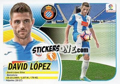 Sticker 47. David López (RCD Espanyol) - Liga Spagnola 2016-2017 n. 727 - Colecciones ESTE