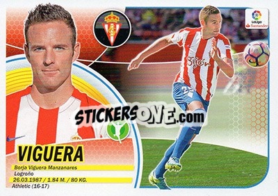 Sticker 53. Viguera (Sporting Gijón) - Liga Spagnola 2016-2017 n. 733 - Colecciones ESTE