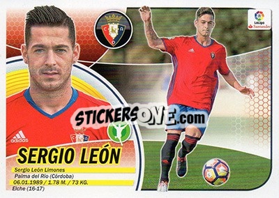Sticker 55. Sergio León (CA Osasuna) - Liga Spagnola 2016-2017 - Colecciones ESTE