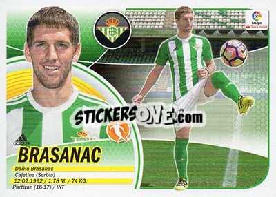Sticker 56. Brasanac (Real Betis) - Liga Spagnola 2016-2017 - Colecciones ESTE