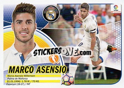 Sticker 60. Marco Asensio (Real Madrid) - Liga Spagnola 2016-2017 n. 740 - Colecciones ESTE