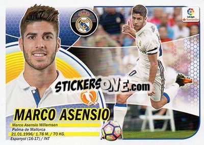 Figurina 60. Marco Asensio (Real Madrid) - Liga Spagnola 2016-2017 - Colecciones ESTE