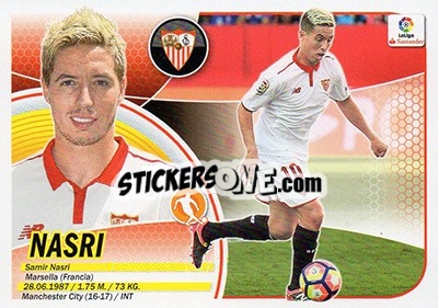 Sticker 61. Samir Nasri (Sevilla FC) - Liga Spagnola 2016-2017 n. 741 - Colecciones ESTE