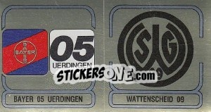 Sticker Wappen (Bayer 05 Uerdingen - Wattenscheid 09 ) - German Football Bundesliga 1982-1983 n. 410 - Panini