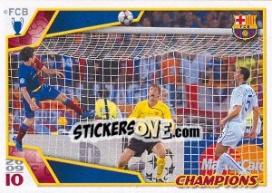 Figurina Удар головой Лионеля Месси - FC Barcelona 2009-2010 - Panini