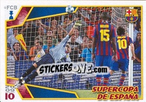 Sticker Удар с пенальти Лионеля Месси - FC Barcelona 2009-2010 n. 22 - Panini