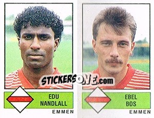 Sticker Edu Nandlall / Ebel Bos - Voetbal 1986-1987 - Panini
