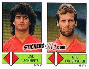 Sticker Jos Schmeitz / Arie van Staveren - Voetbal 1986-1987 n. 402 - Panini