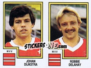 Sticker Johan Dijkstra / Robbie Delahay - Voetbal 1982-1983 - Panini