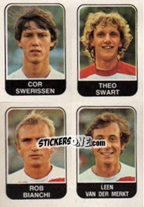 Sticker Cor Swerissen / Theo Swart / Rob Bianchi / Leen van der Mierkt - Voetbal 1978-1979 - Panini